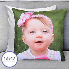 16 X 16 Photo Gallery Custom Pillow (White Back) Cushion (No Insert) 