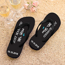 Just Married Personalized Flip Flops, Men Medium