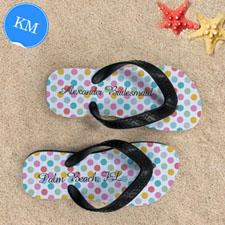 Design My Own Modern Dots With Custom Name, Kids' Medium Flip Flops